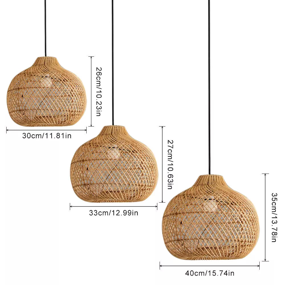 Handmade Wicker Pendant Lampshade Rustic Woven Rattan Pendant Light