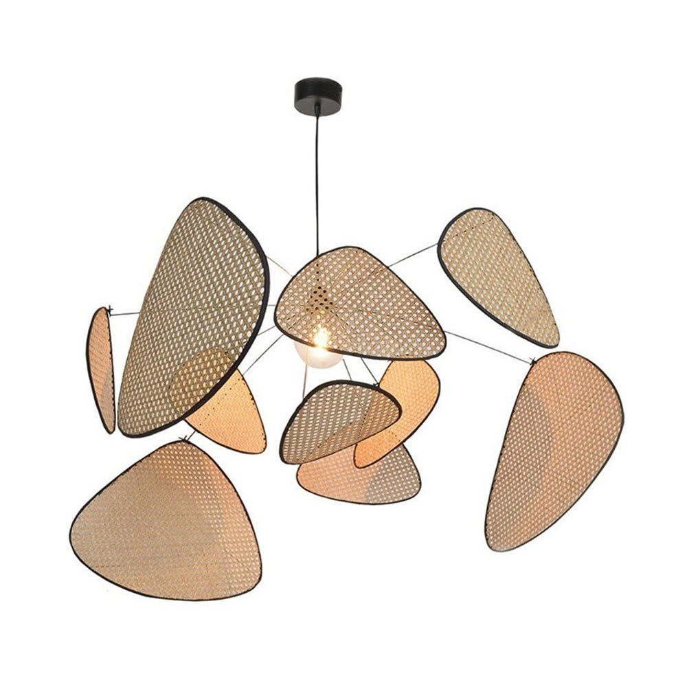 Hand Weaved Rattan Leaf Pendant Light For Living Room