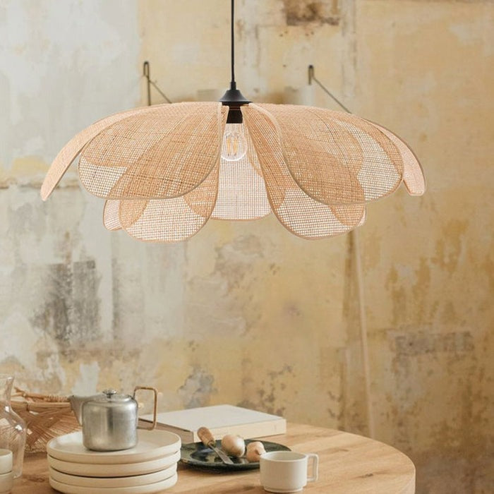 Rattan Petal Rustic Wicker Pendant Light