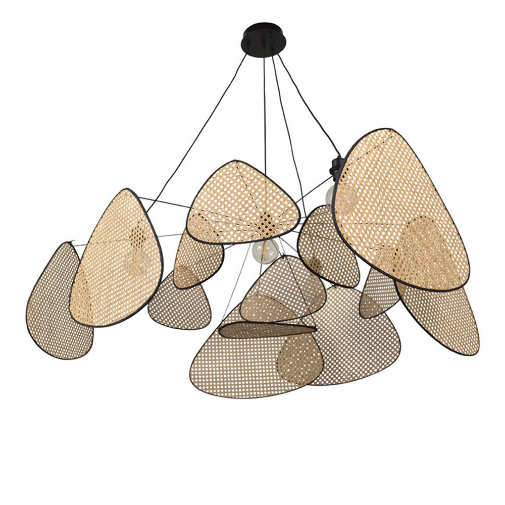 Hand Weaved Rattan Leaf Pendant Light For Living Room