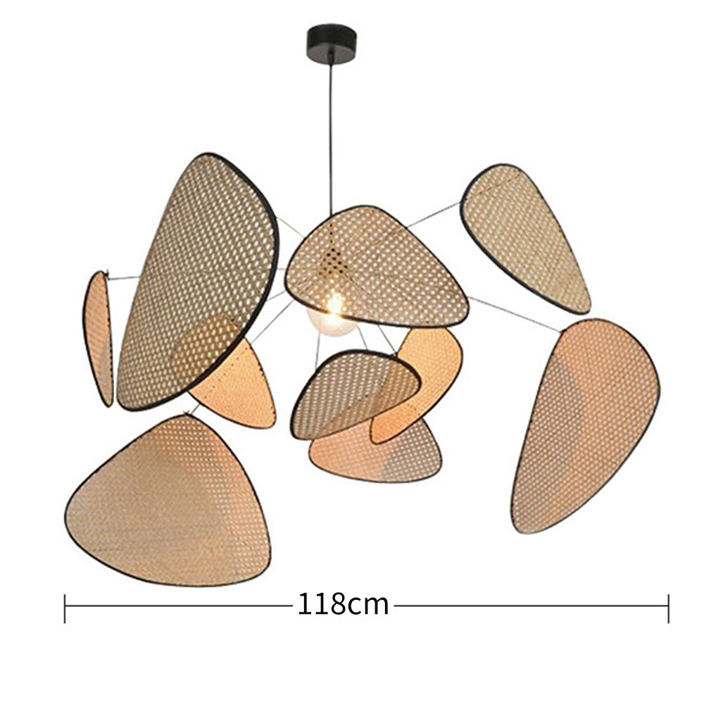 Hand Weaved Rattan Leaf Pendant Light For Living Room