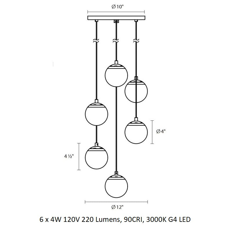 Champagne Bubbles 6-Light Round LED Pendant Light