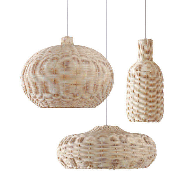 Nordic Rattan Chandelier Japanese Handmade Pendant Lampshades