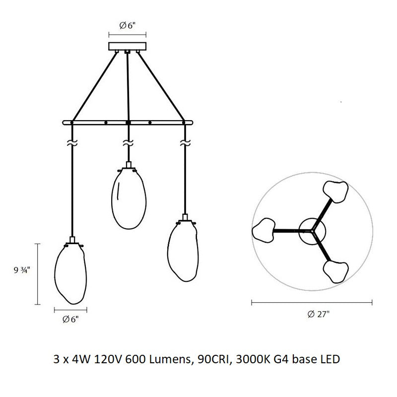 Liquid Large Spreader Multi Light Pendant Light