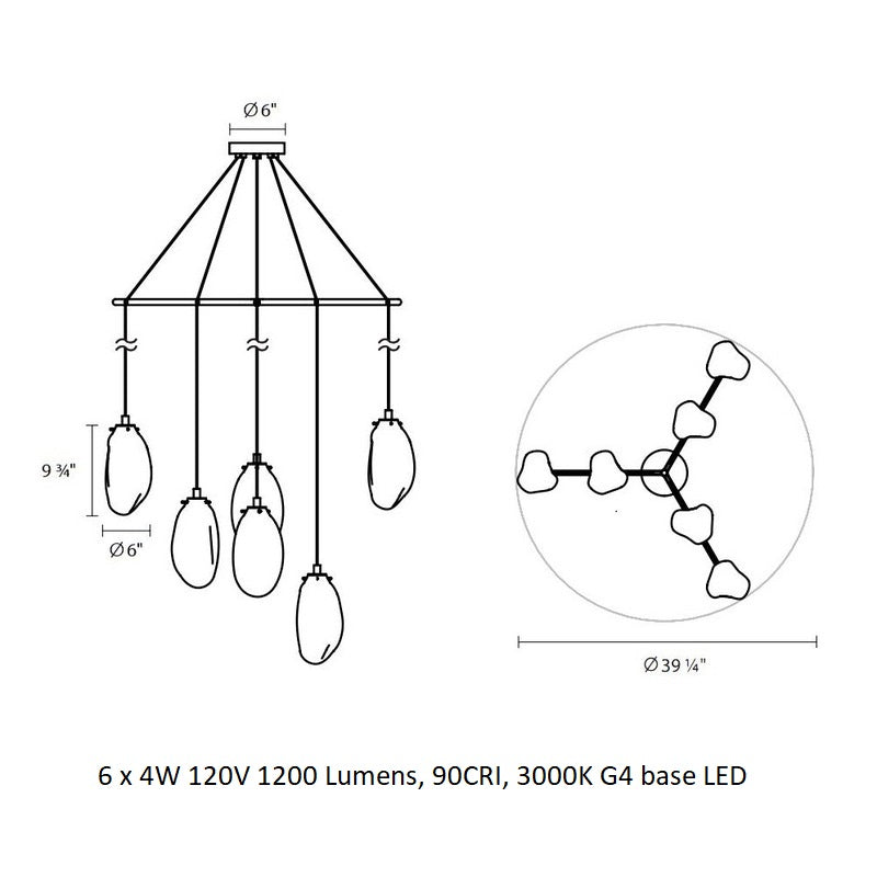 Liquid Large Spreader Multi Light Pendant Light