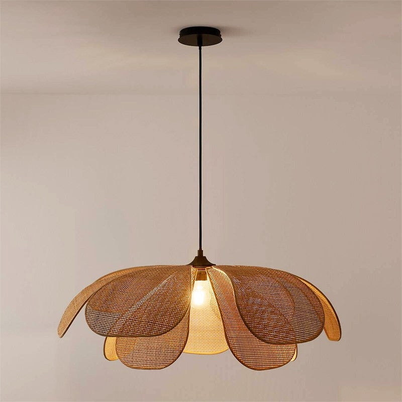 Rattan Petal Rustic Wicker Pendant Light