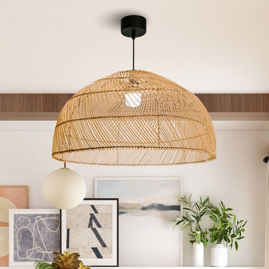 Modern Boho Rattan Pendant Light Weaving Hanging Light Fixture