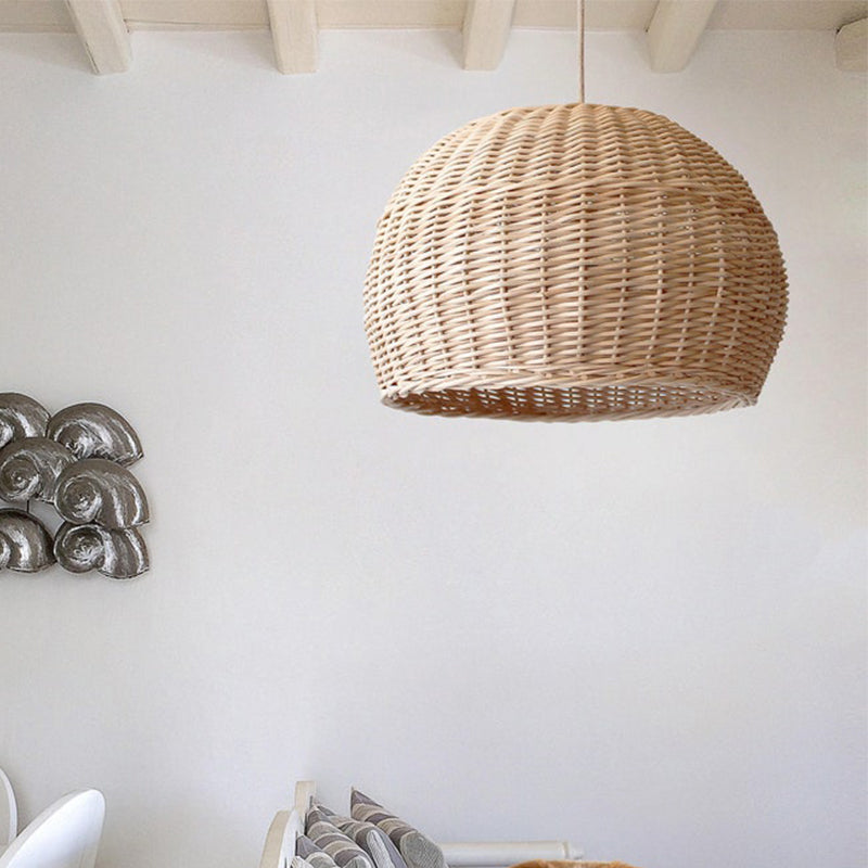 Rattan Basket Pendant Light Wicker Farmhouse Woven Pendant Lampshade