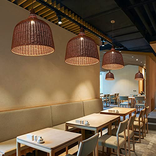 Rattan Pendant Lights Coffee Woven Hanging Lampshade