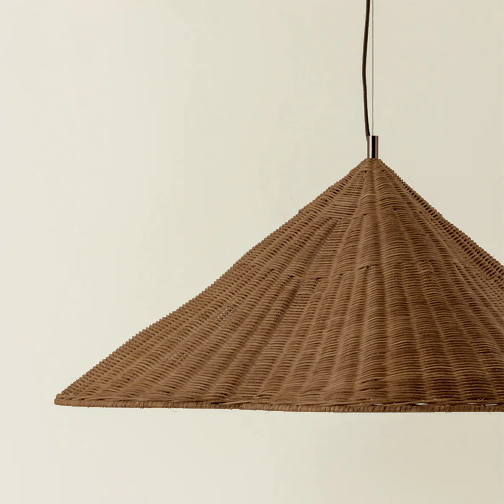 Oversized Scalloped Woven Rattan Pendant Light Lampshade