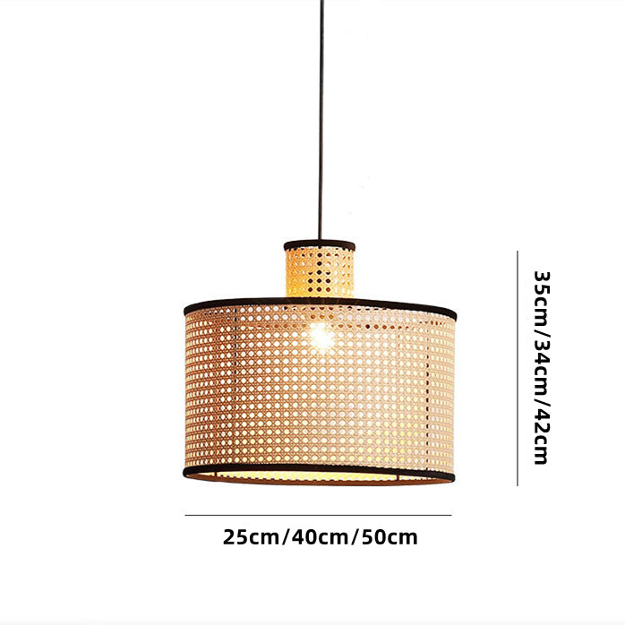 Minimalist Rattan Pendant Lampshade Handwoven Hanging Light