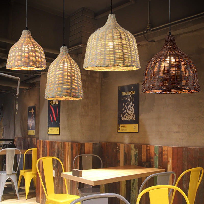 Rattan Bamboo Basket Dining Room Pendant Light