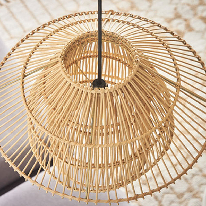 Retro Handmade Woven Tiered Rattan Pendant Lamp