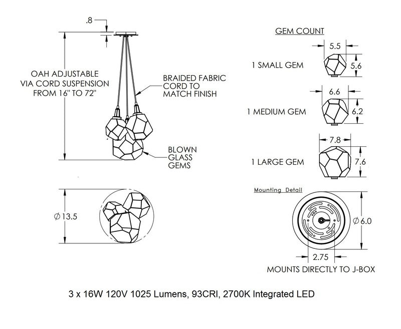 Gem Cluster Pendant Light