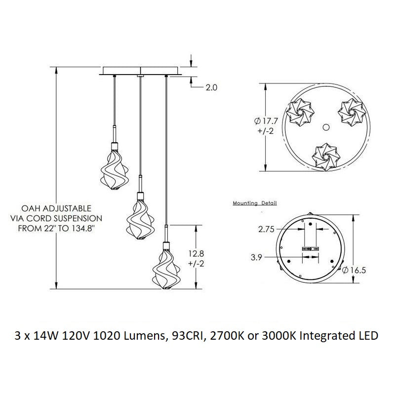 Blossom Round Multi-Light Pendant Light