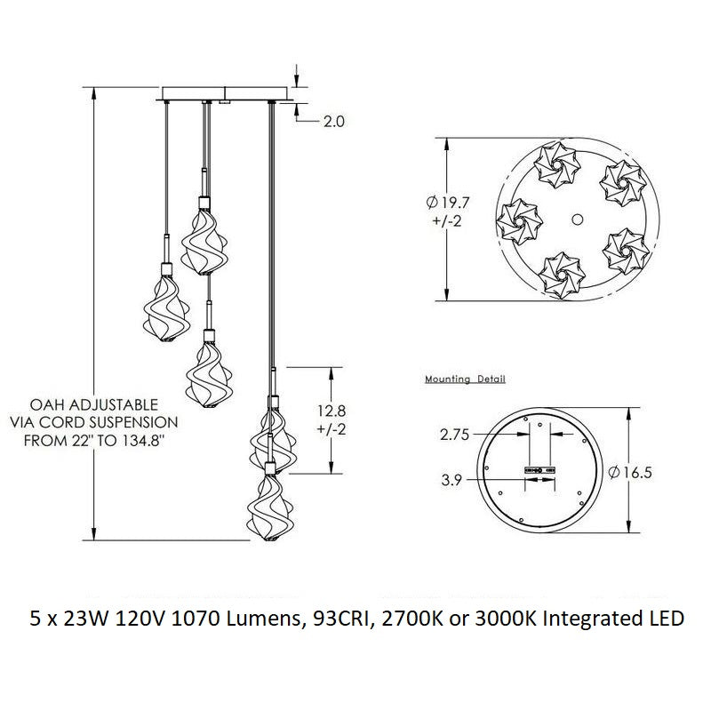 Blossom Round Multi-Light Pendant Light