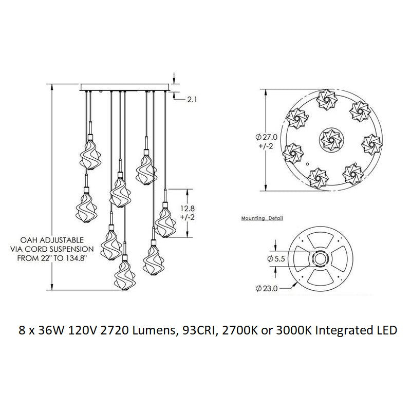 Blossom Round Multi-Light Pendant Light