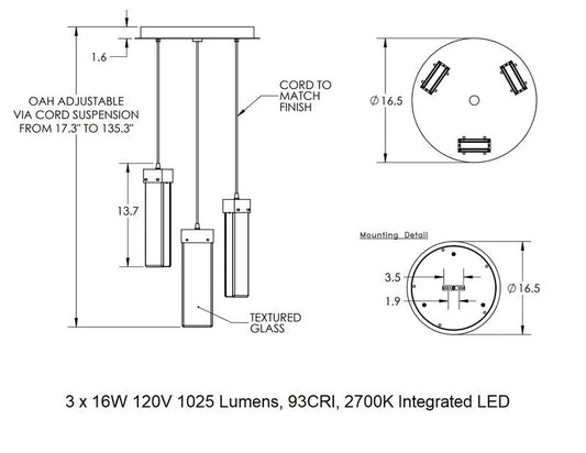 Parallel Round Multi-Light Pendant Light