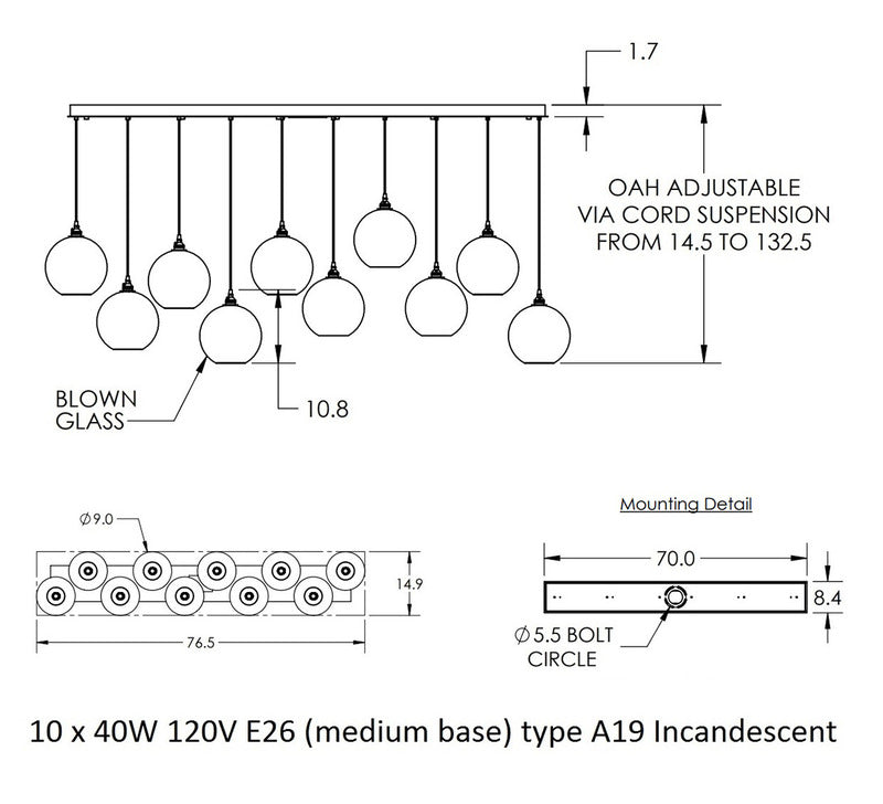 Terra Linear Pendant Light