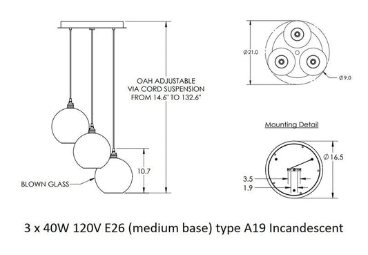 Terra Round Multi-Light Pendant Light