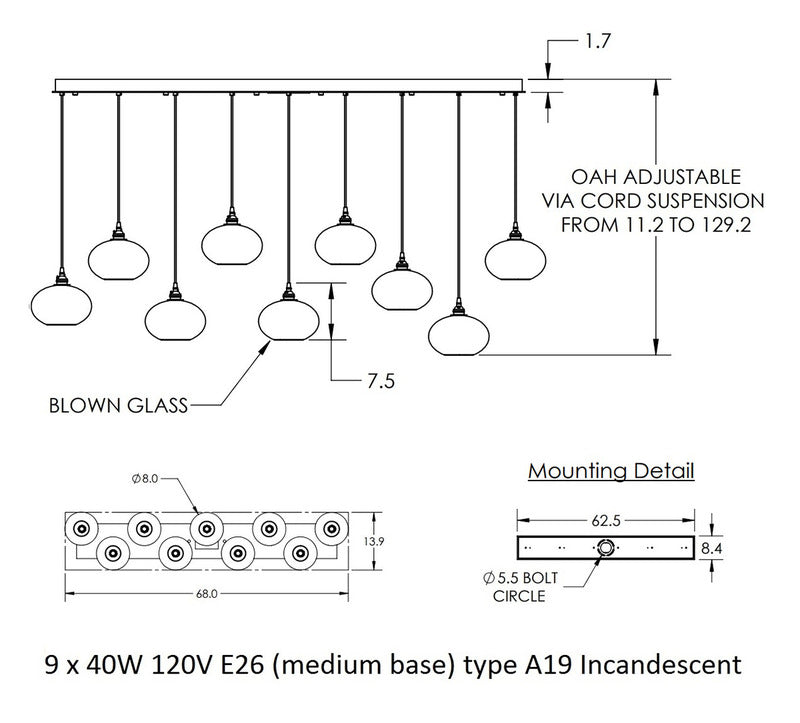 Coppa Linear Pendant Light