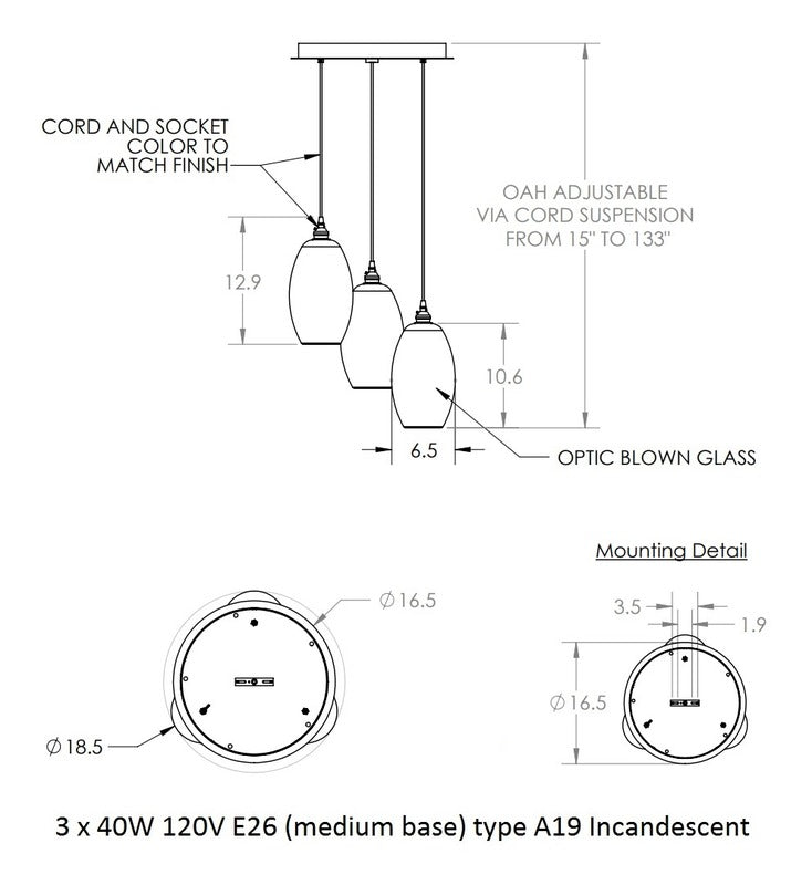 Ellisse Round Multi-Light Pendant Light