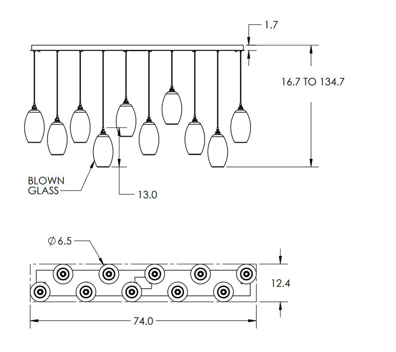 Ellisse Linear Pendant Light