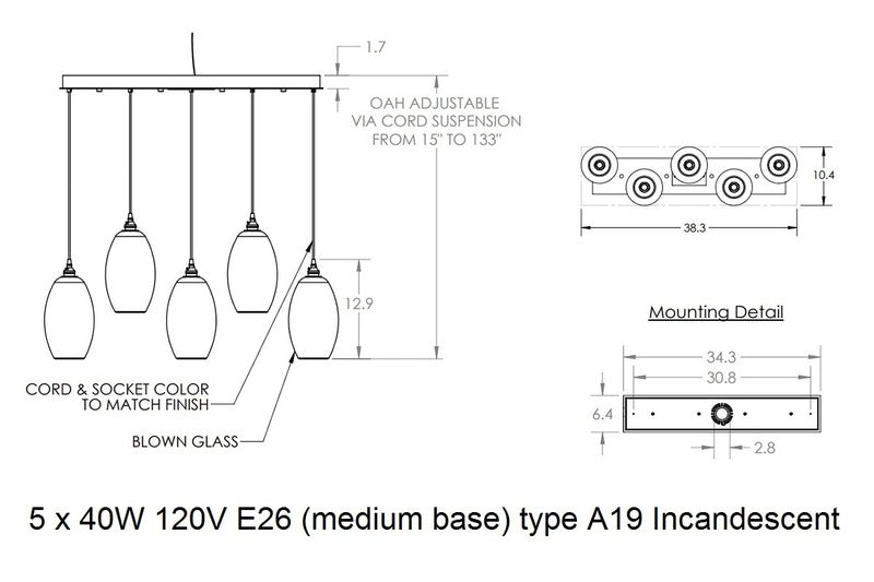 Ellisse Linear Pendant Light