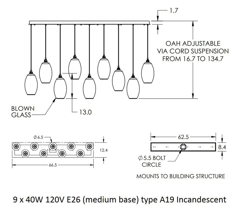 Ellisse Linear Pendant Light