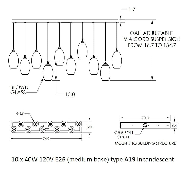 Ellisse Linear Pendant Light