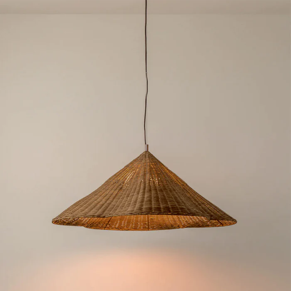 Oversized Scalloped Woven Rattan Pendant Light Lampshade