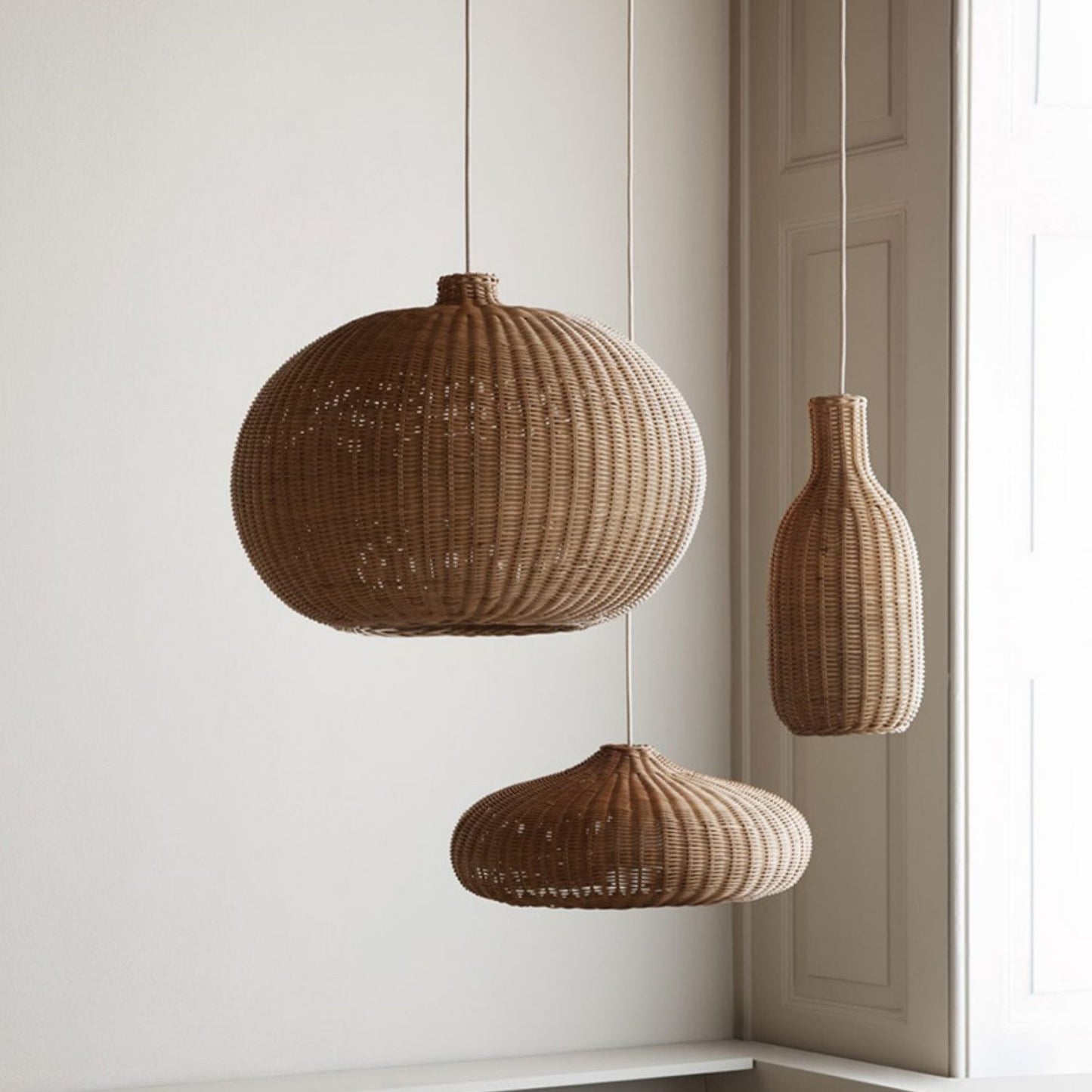 Nordic Rattan Chandelier Japanese Handmade Pendant Lampshades