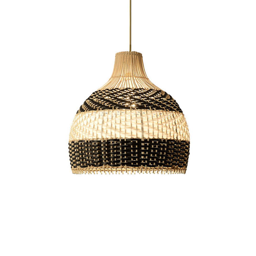 Modern Black and White Bamboo Wicker Rattan Pendant Light