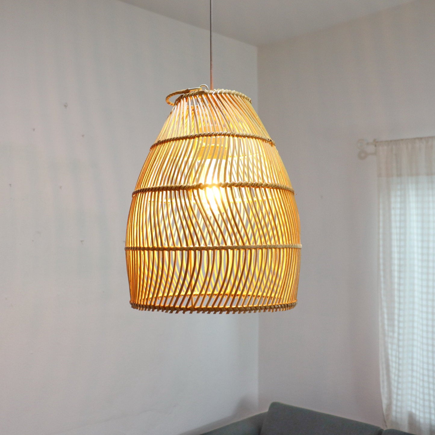 Rustic Woven Pendant Light Farmhouse Rattan Pendant Lamp Shade