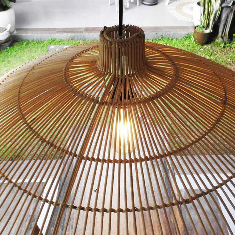 Triangular Wicker Pendant Lamp Hand Woven Hanging Lighting