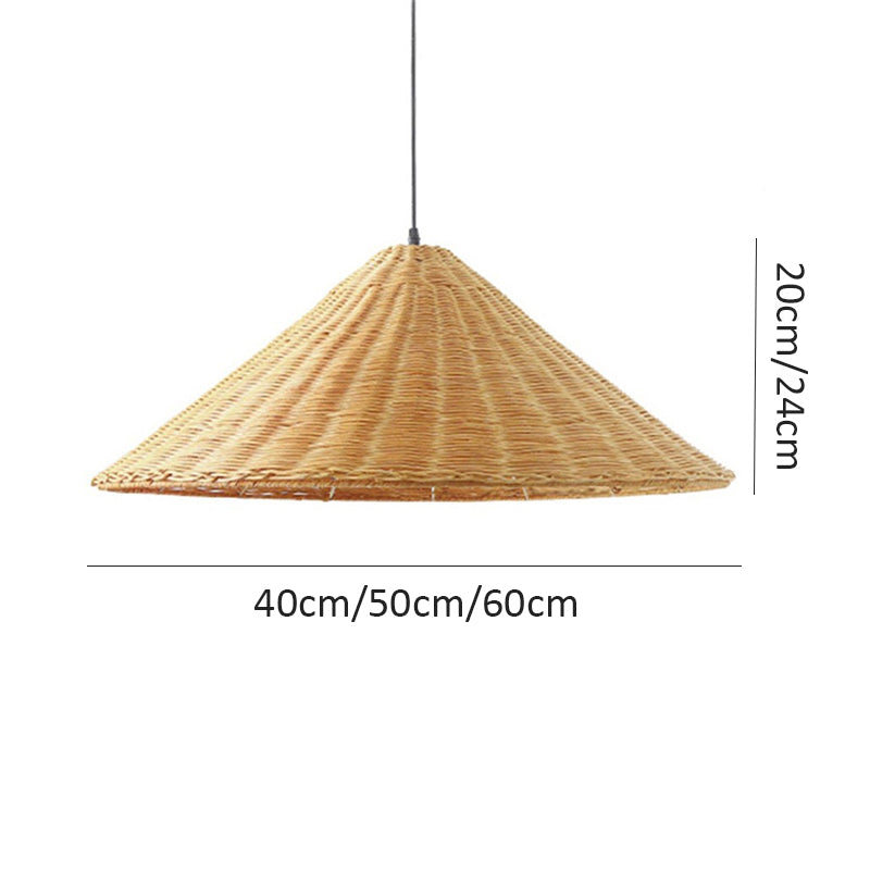 Woven Rattan Pendant Light Wicker Cone Lamp Shade