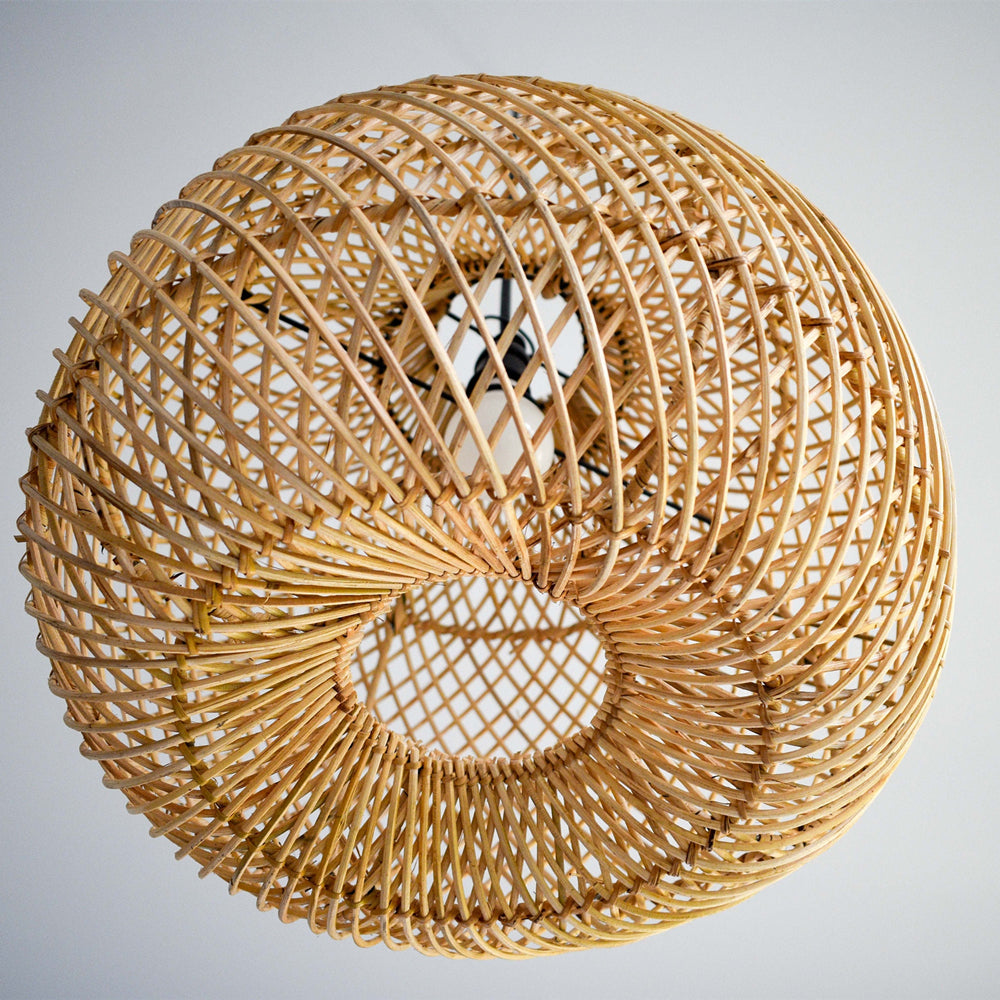 Handmade Wicker Pendant Lampshade Rustic Woven Rattan Pendant Light