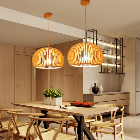 Rattan Pumpinkin Shape Creative Designer Pendant Light