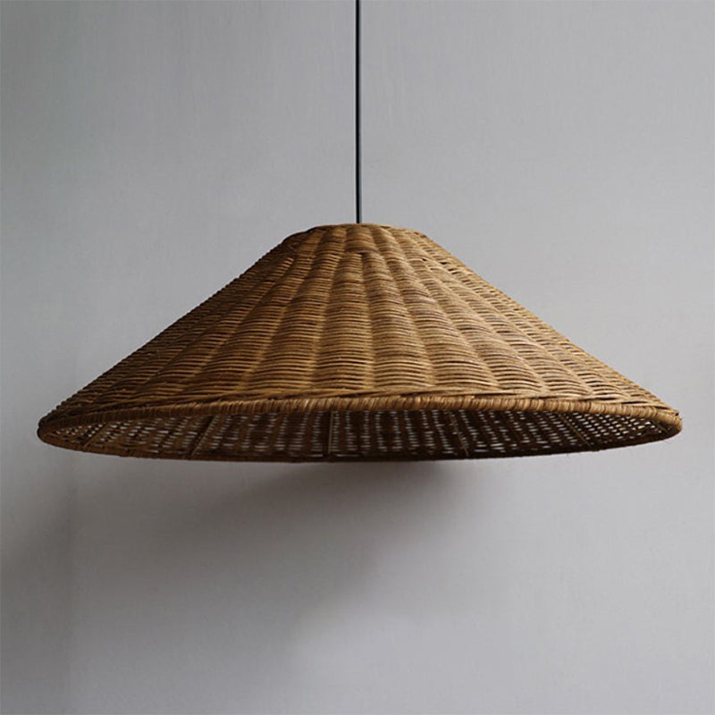 Woven Rattan Pendant Light Wicker Cone Lamp Shade