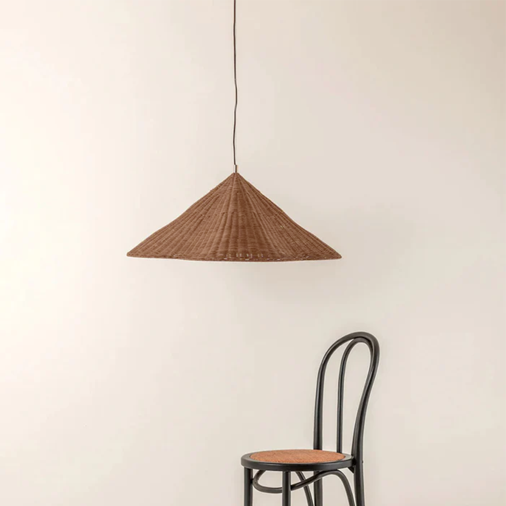 Oversized Scalloped Woven Rattan Pendant Light Lampshade