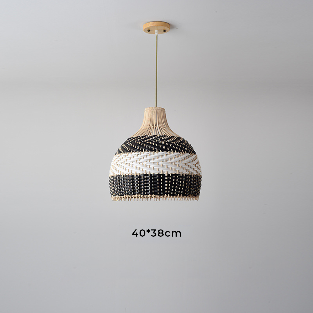 Modern Black and White Bamboo Wicker Rattan Pendant Light