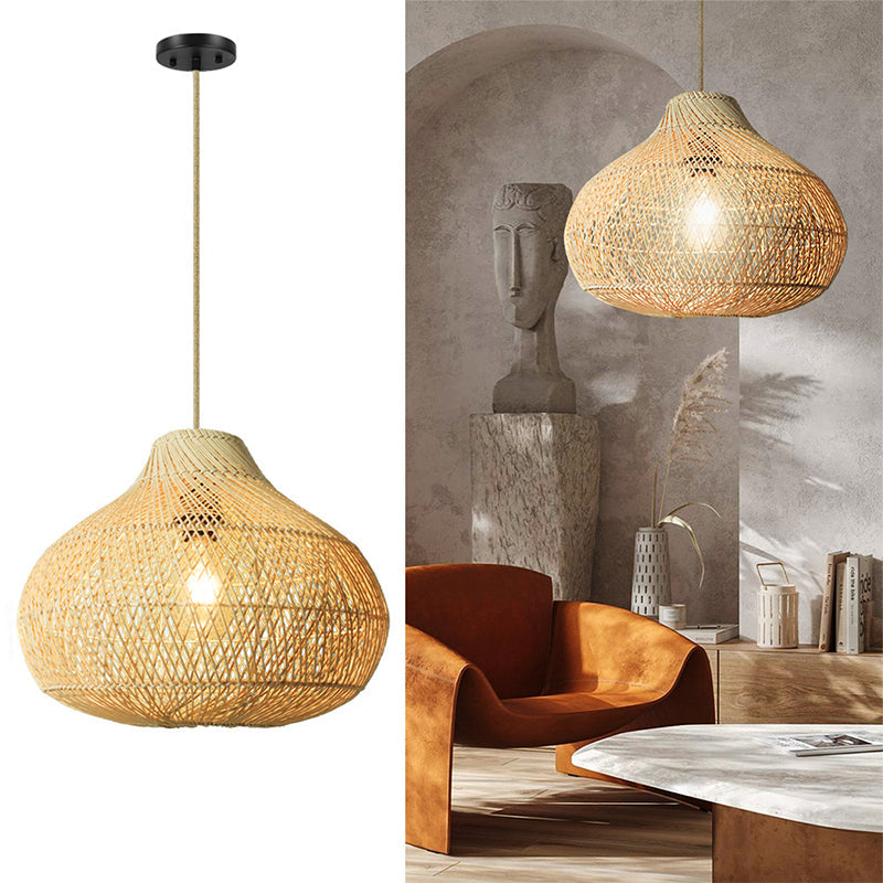 Natural Rattan Pendant Lamp Shade for Living Room