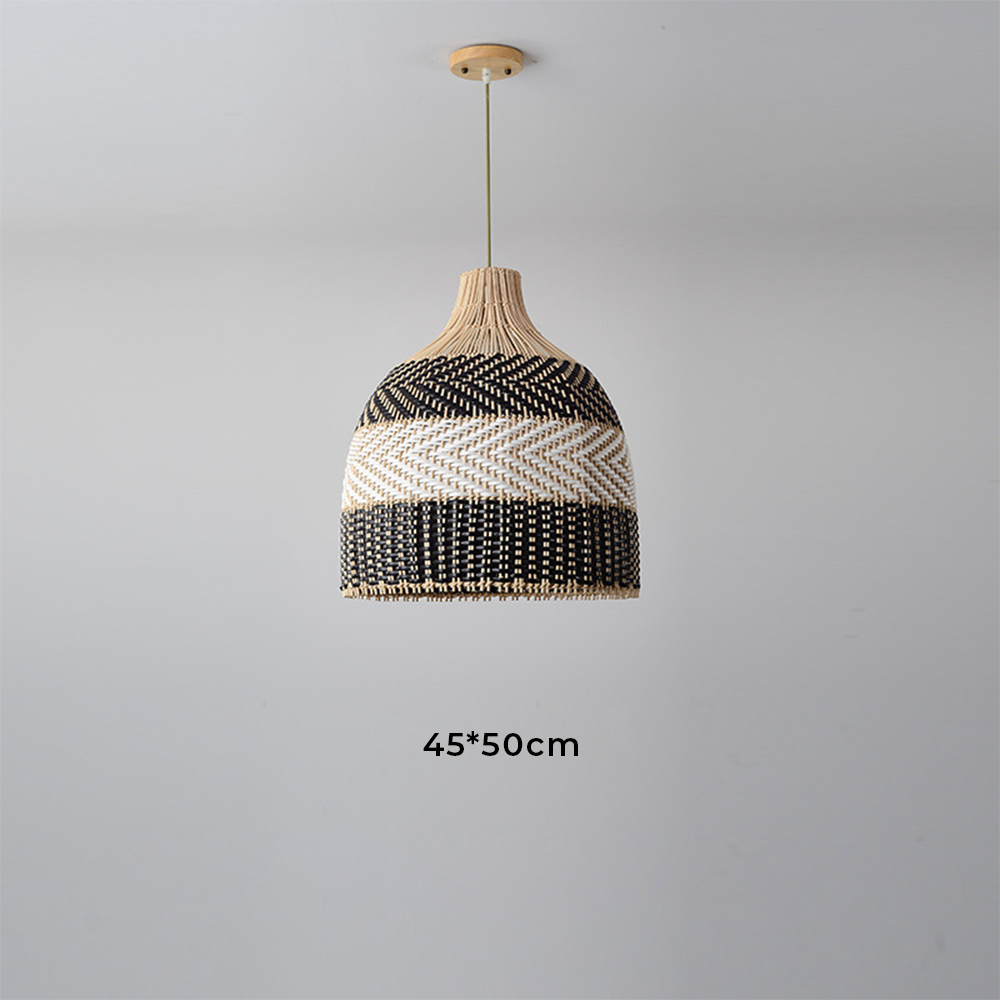 Modern Black and White Bamboo Wicker Rattan Pendant Light