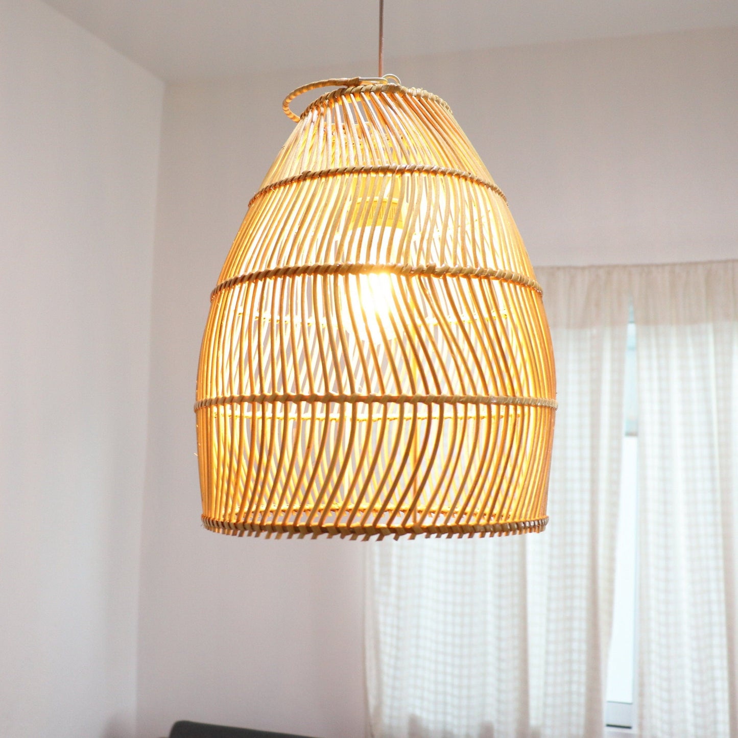 Rustic Woven Pendant Light Farmhouse Rattan Pendant Lamp Shade