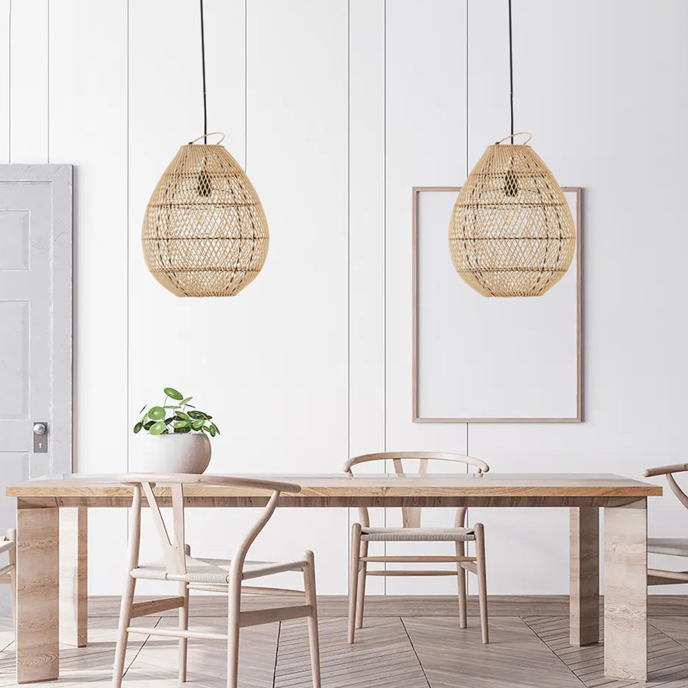 Minimalist Vintage Rattan Kitchen Pendant Light