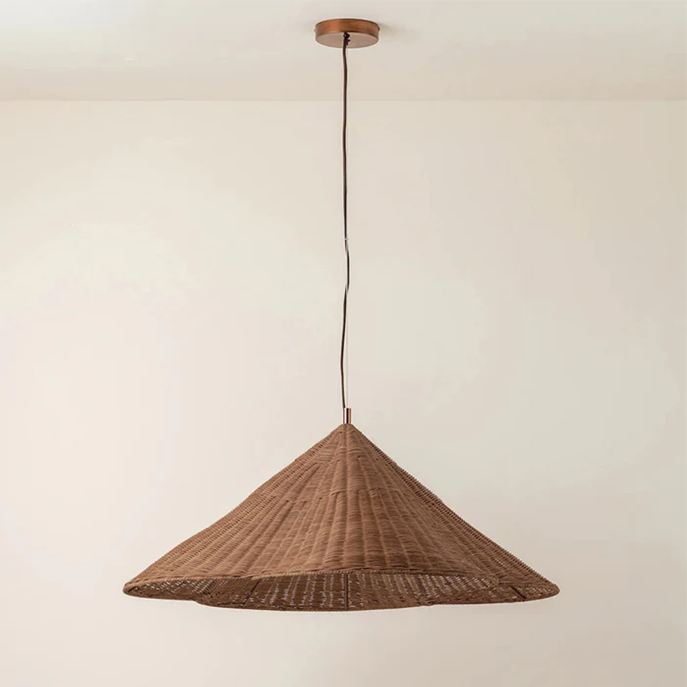 Oversized Scalloped Woven Rattan Pendant Light Lampshade