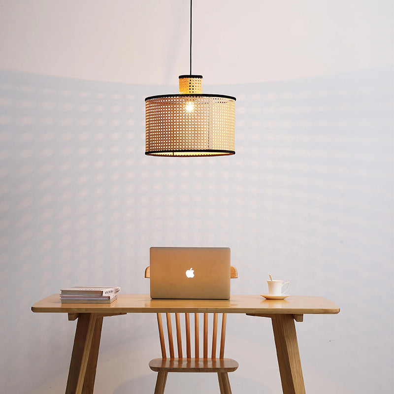 Minimalist Rattan Pendant Lampshade Handwoven Hanging Light