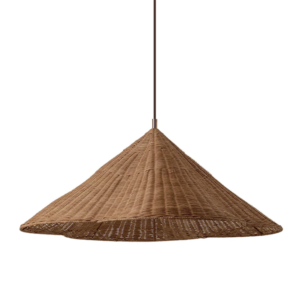 Oversized Scalloped Woven Rattan Pendant Light Lampshade