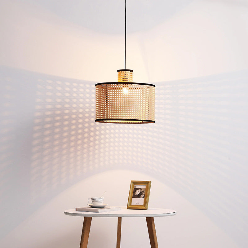 Minimalist Rattan Pendant Lampshade Handwoven Hanging Light