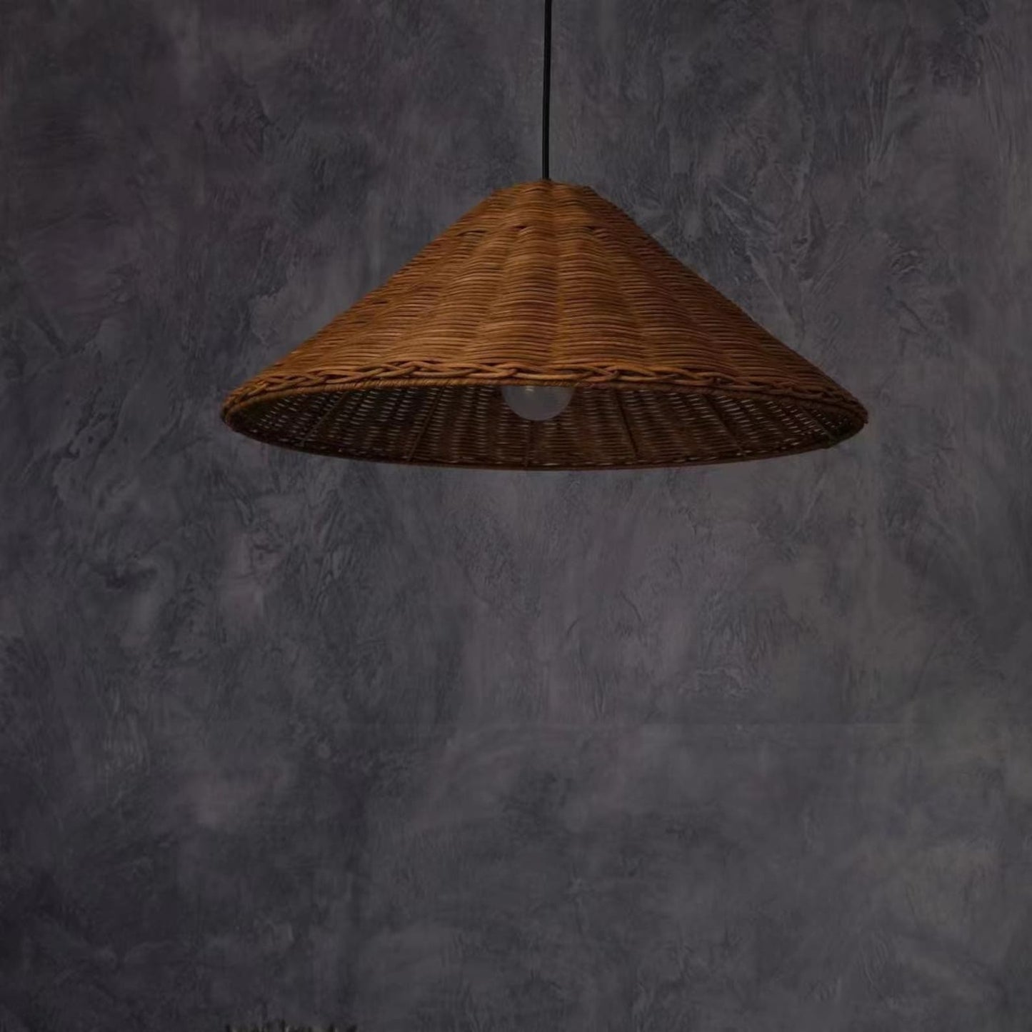 Woven Rattan Pendant Light Wicker Cone Lamp Shade